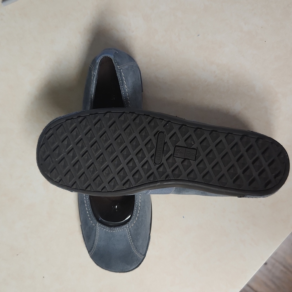 Blue Leather Suede Upper Flat Mary Jane Slip On Comfort What’s What Aerosoles - Picture 8 of 10